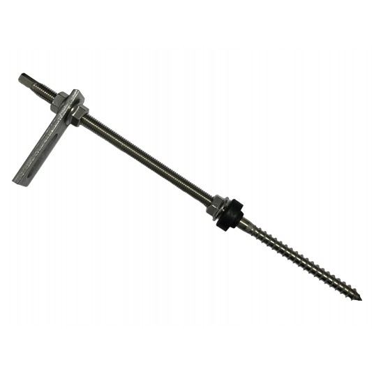 Komplet śruba dwugwintowa do fotowoltaiki M10x300 EPDM z adapterem montażowym